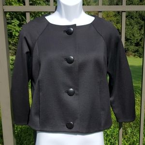 Talbots Petites Black Wool Topper Jacket Size 8